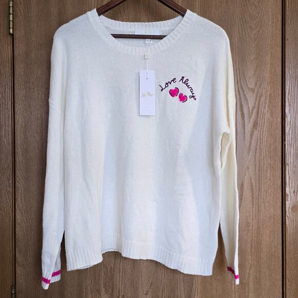 Lilly Pulitzer Pippy Sweater Coconut Love Always Embroidery - Picture 2 of 12